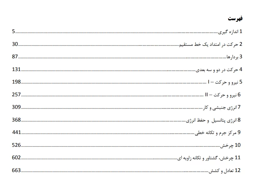 قسمتی فهرست کتاب